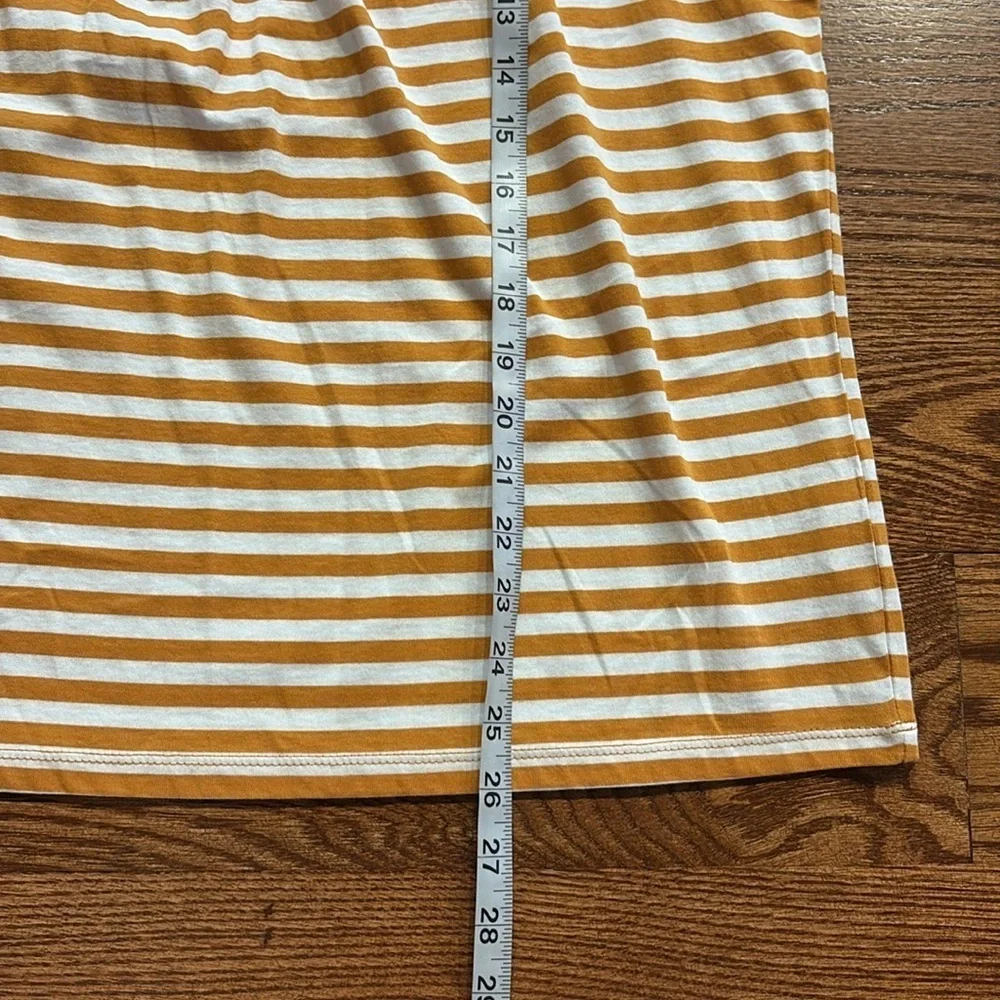 NWT Michael Kors yellow gold White Striped Tank Top cotton ruffle tank straps L